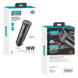Автомобильный адаптер FaizFull USB QC3.0 18W