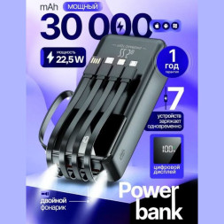 Power Bank TL32 22.5W 30.000mAh (Встроенный Фонарь) (Чёрный)