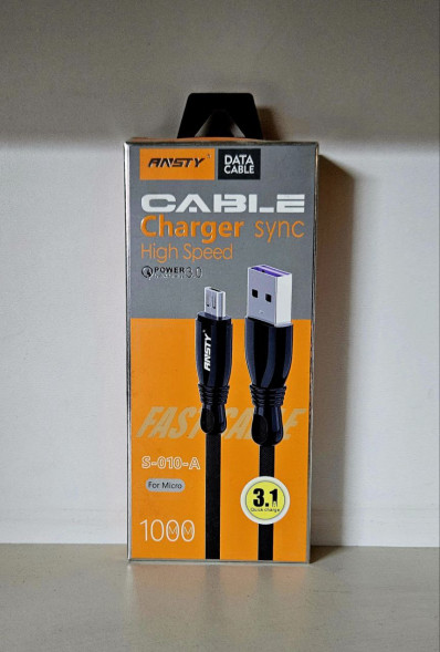 Кабель Ansty "1000mm" microUSB 3.1A (S-010-A)