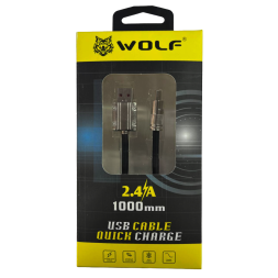 Кабель WOLF (USB-MicoUSB) "1000mm" плотный силикон (Чёрный)