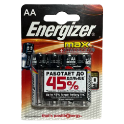 Батарейки (Щелочная) Energizer “LR06” (Пальчик) (Блистер 4 шт)