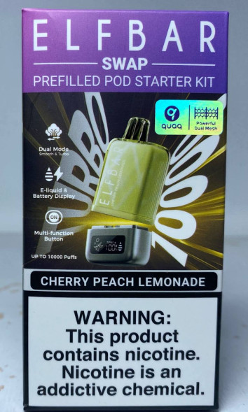 Под Система + Картридж Elfbar Swap 10.000 «Cherry Peach Lemonade» (Вишня Персик Лимонад)