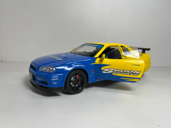 Машинка (метал) «DIE-Cast Car» Nissan SkyLine GTR (Сине-Желтая)