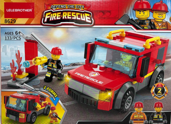 Конструктор «Пожарники(Машина 2в1)» (133 деталей)