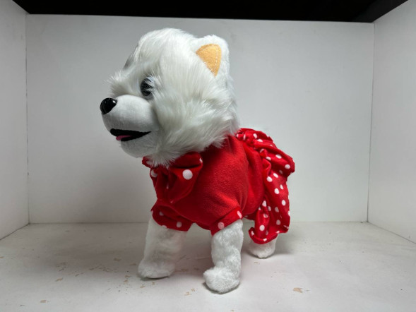 Собака на поводке "Красный костюм" (на батарейках)