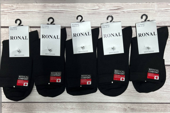Носки длинные мужские RONAL (41-47р.) Легкие (10шт/уп) (NO: R9002) (Медецинские)