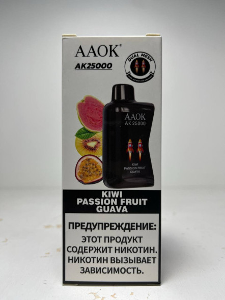 Катридж для электронной сигареты AAOK 25.000 “Kiwi Passion Fruit Guava” (Киви Маракуйя Гуава)
