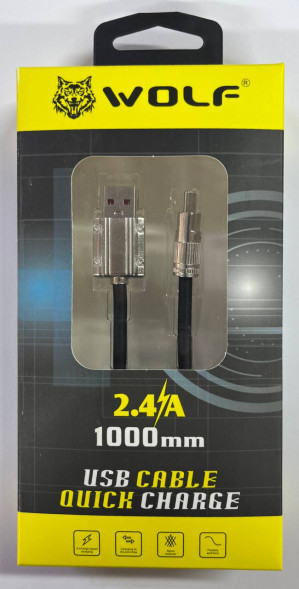 Кабель WOLF Type-C "1000mm" плотный силикон (Чёрный)