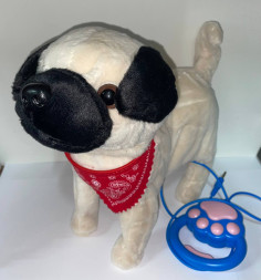 Собака на поводке "Мопс" (на батарейках)