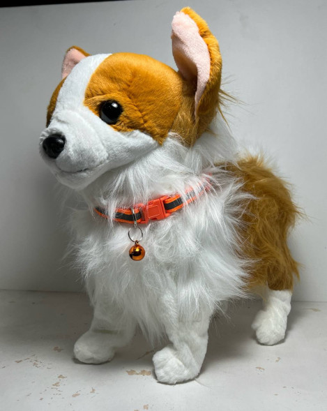 Собака на поводке "Бело-Рыжая" (на батарейках)